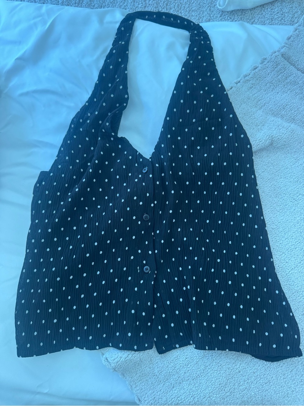 Lioness Black Halter Polka Dot Top